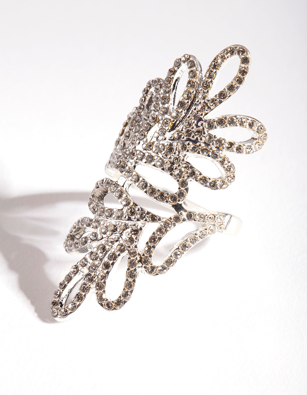 Silver Diamante Loopy Statement Ring