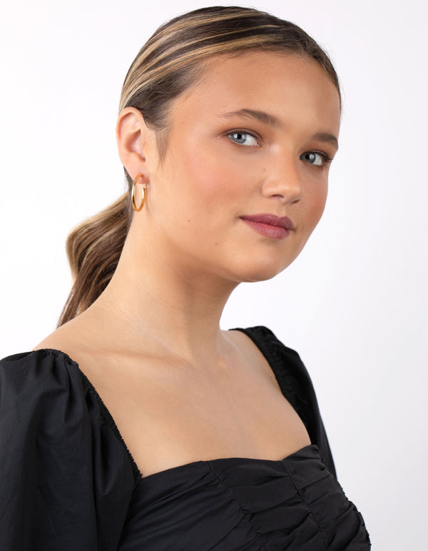 Gold Plated Sterling Silver Hoop Earrings