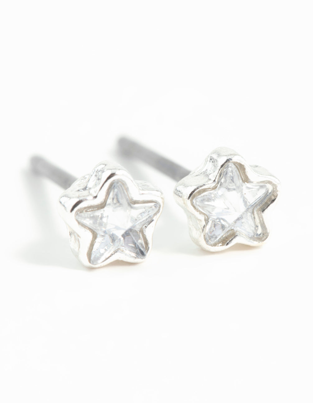 Silver Micro Star Stud Diamante Earrings