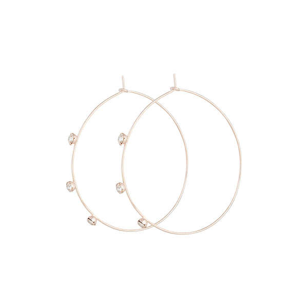 Rose Gold Diamante Trio Hoop Earrings