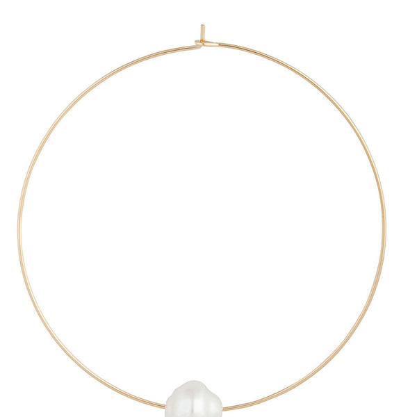 Gold Hoop Pearl Charm Earrings