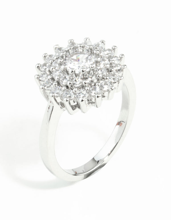 Silver Cubic Zirconia Round Surround Ring