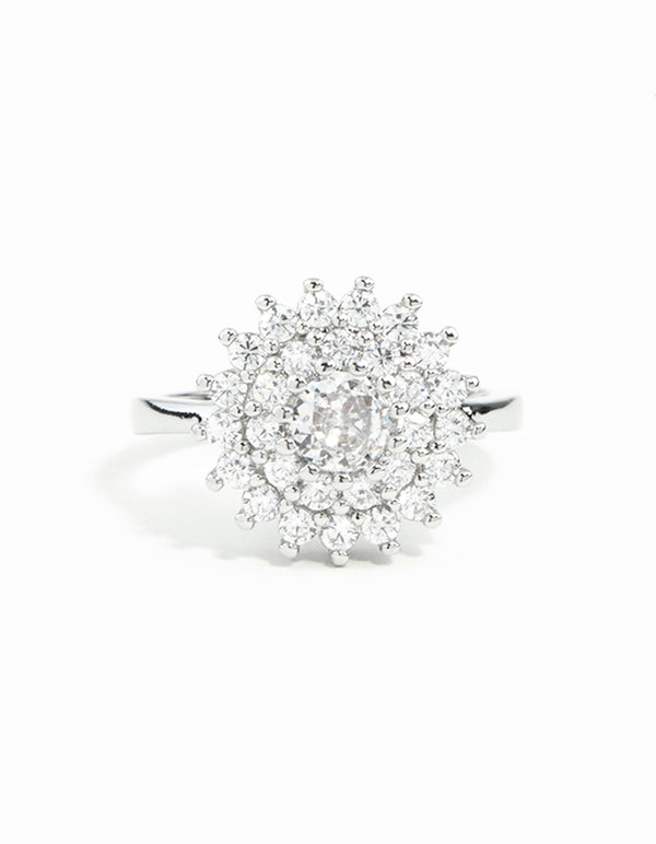 Silver Cubic Zirconia Round Surround Ring