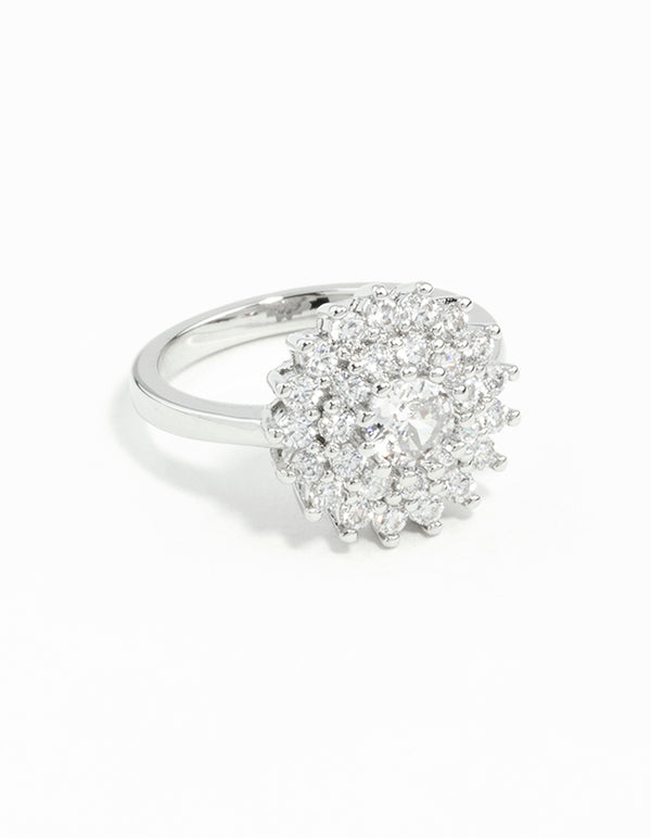 Silver Cubic Zirconia Round Surround Ring
