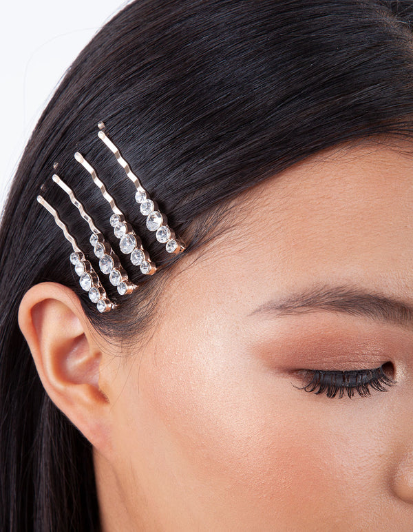 Rose Gold Crystal Round Pink 4-Pack