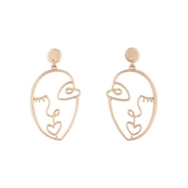 Gold Artist Inspired Face Drop Earrings