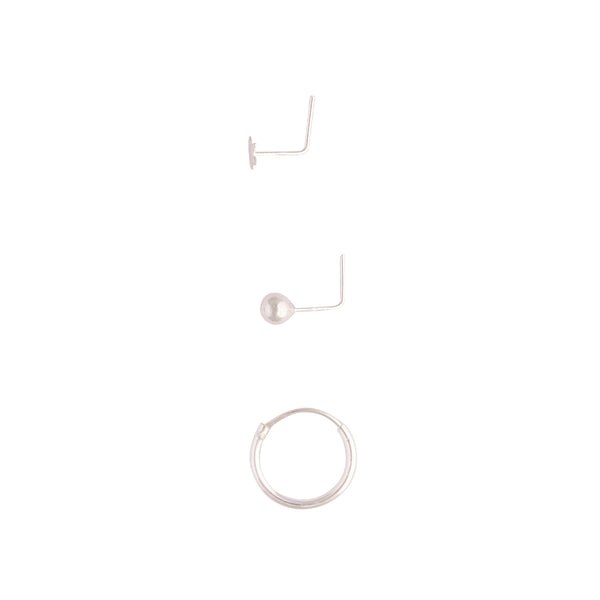 Sterling Silver Ball Ring Nose Ring Pack