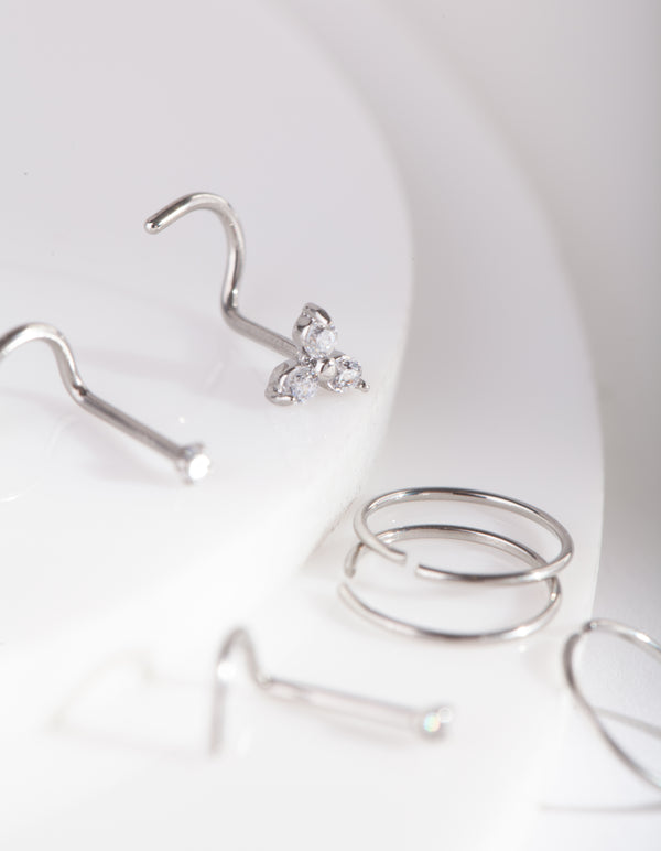 Surgical Steel Nose Ring & Stud 6-Pack