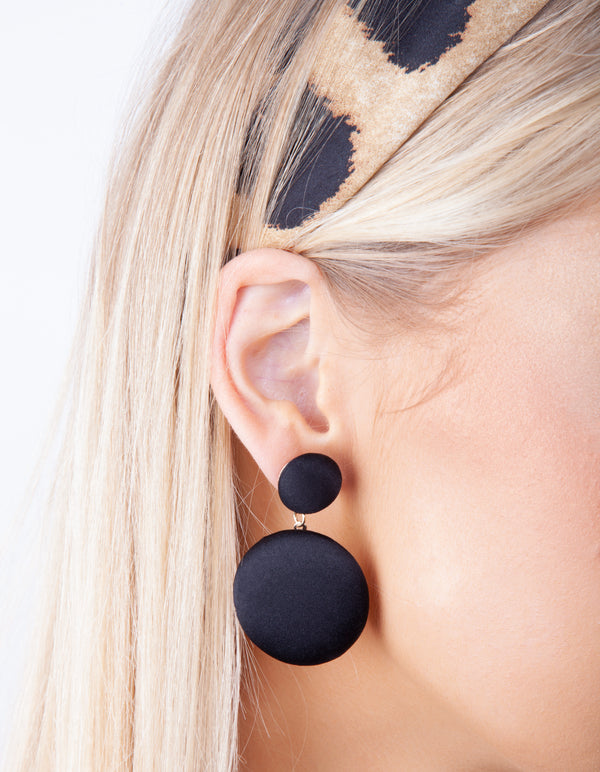 Black Simple Fabric Drop Earrings