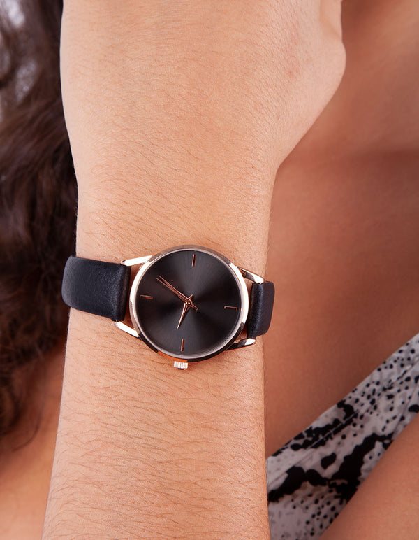 Genuine Leather Rose Gold Premium Watch