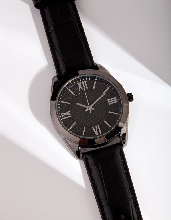 MENS RH PU ROMAN NUM WTCH