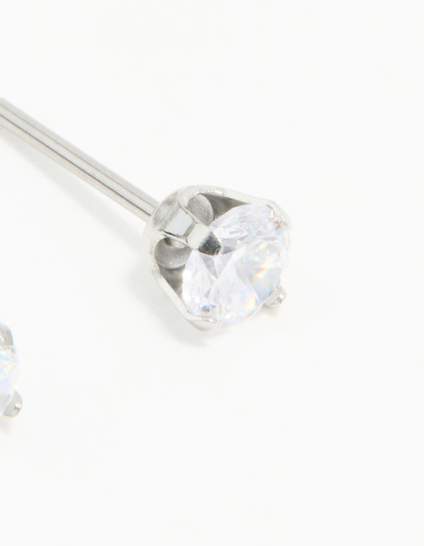 Surgical Stainless Steel 4MM Cubic Zirconia Piercing Stud