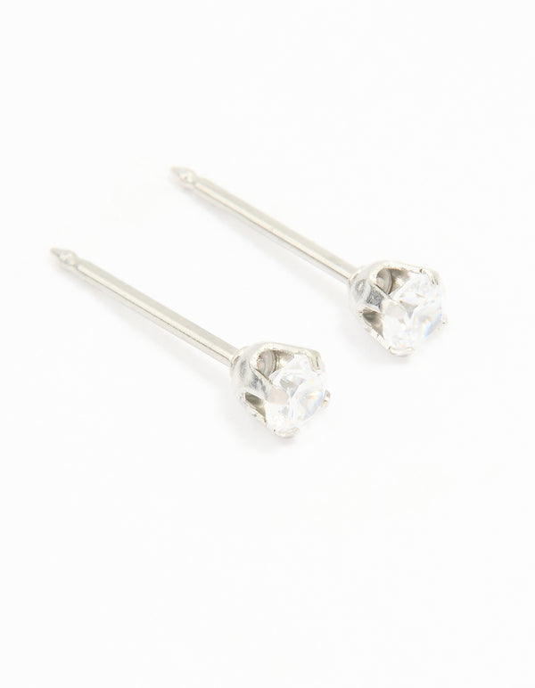 Surgical Steel Cubic Zirconia Diamond Piercing Stud 3mm