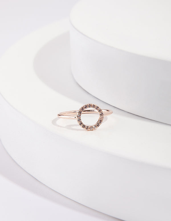 Rose Gold Open Circle Cubic Zirconia Ring