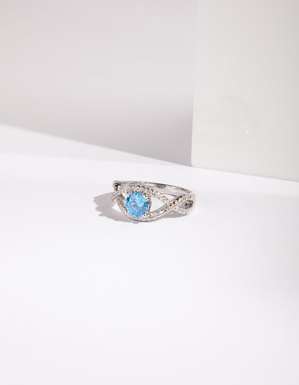 Silver Blue Cubic Zirconia Ring