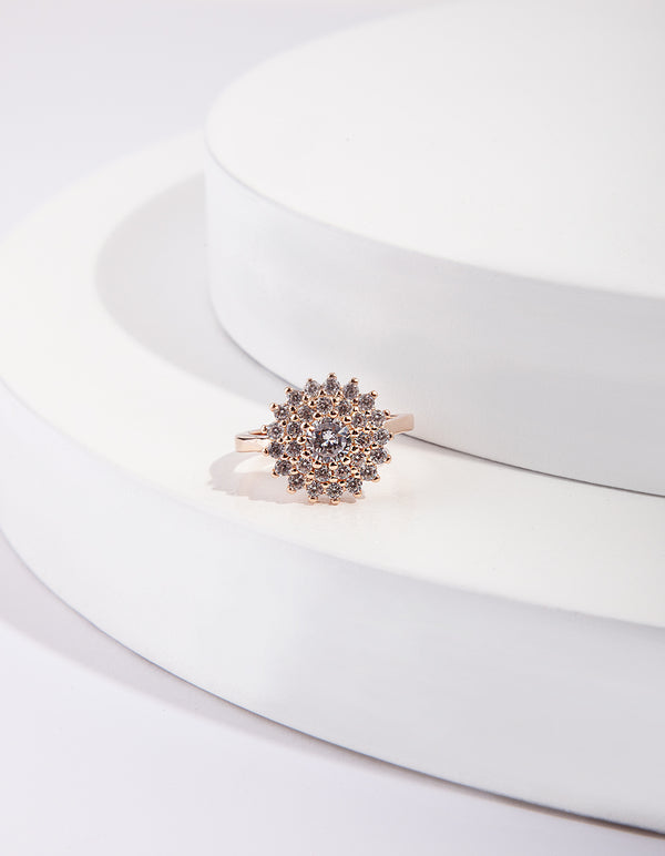 Gold Round Surround Cubic Zirconia Ring