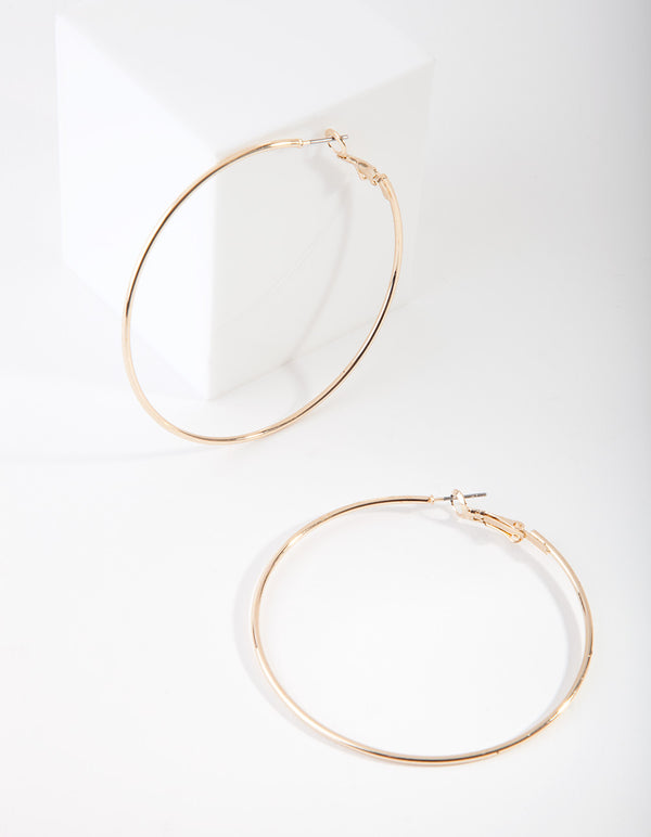 Gold Oversized Fine Hoop Earrings