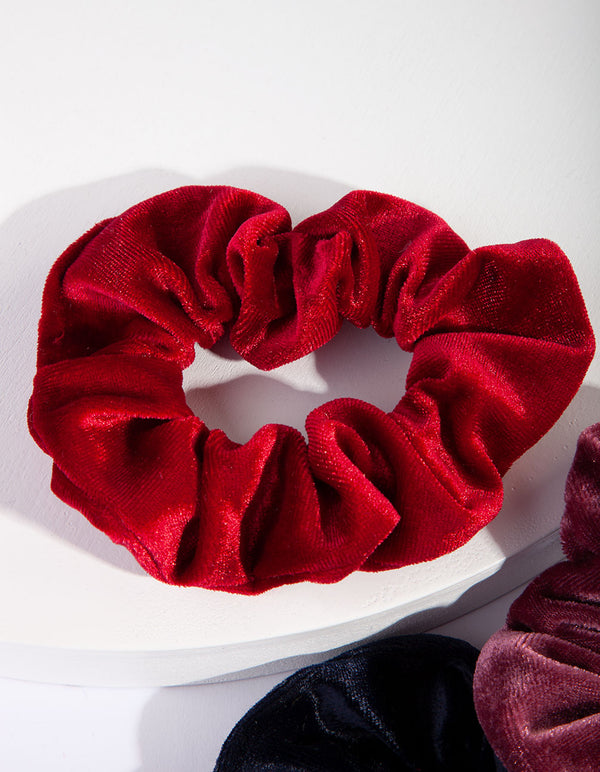 Red Pink Velvet Scrunchie Pack