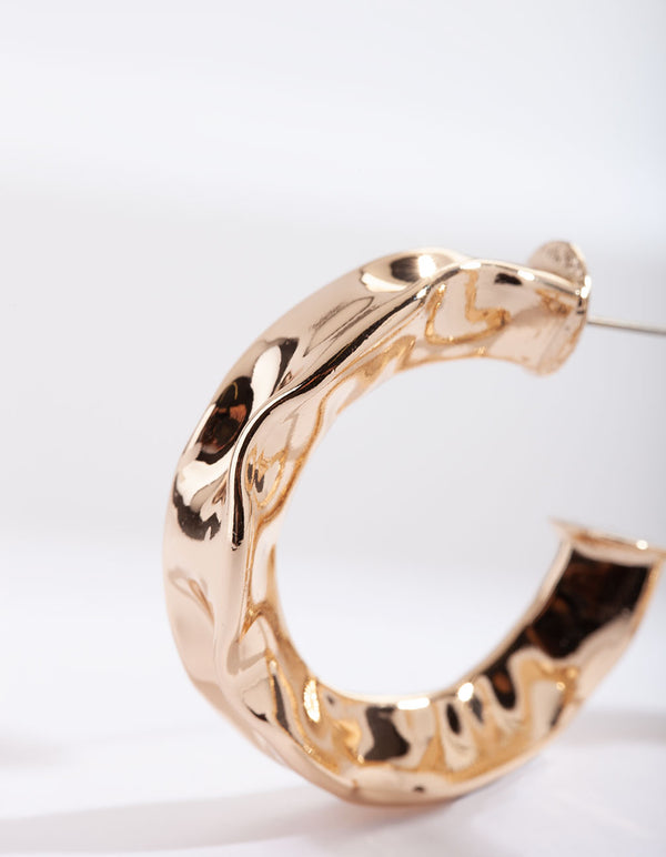 Gold Chunky Molten Hoop Earrings