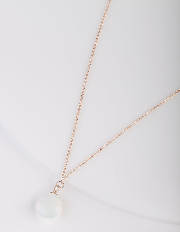 Moonstone Teardrop Rose Gold Necklace