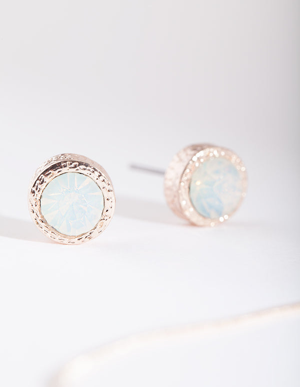 Rose Gold Bezel Necklace Earring Set