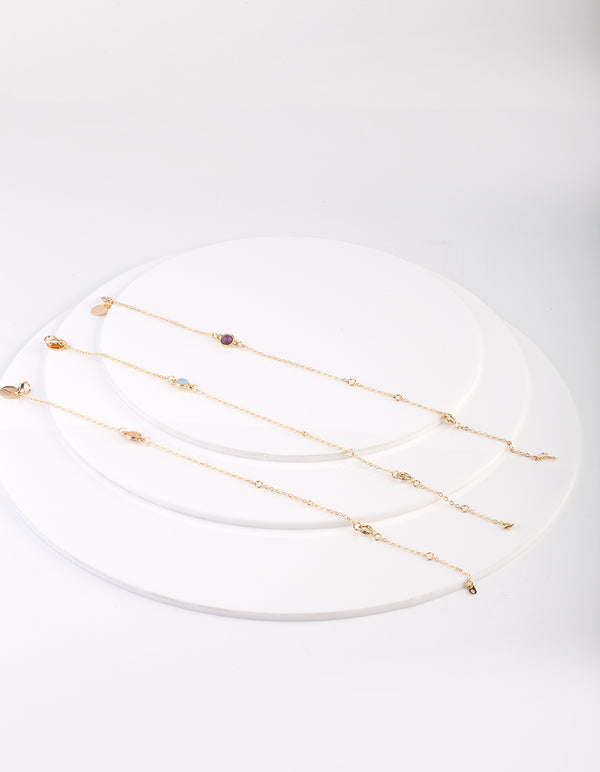 Semi-Precious Stone Gold Bracelet & Anklet Pack
