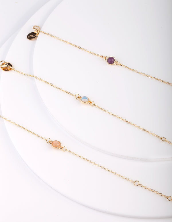Semi-Precious Stone Gold Bracelet & Anklet Pack