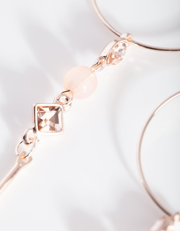 Rose Gold Hoop Stone Drop Earrings