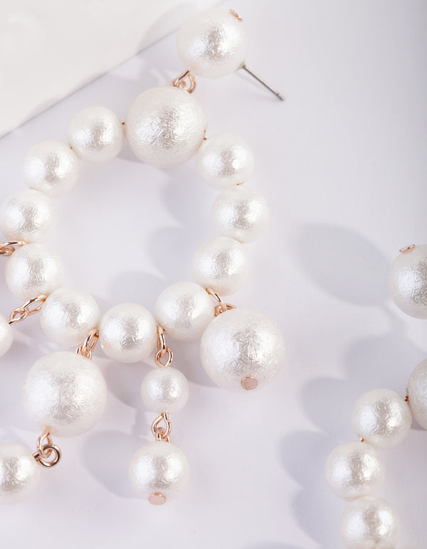 White Multi Ball Drop Earrings