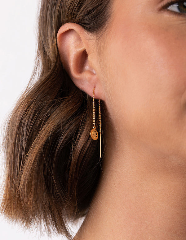 Gold Plated Sterling Silver Sun Thread Through Earrings