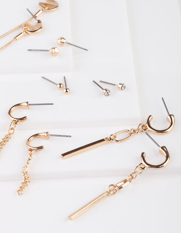 Gold Stud Earring 6-Pack