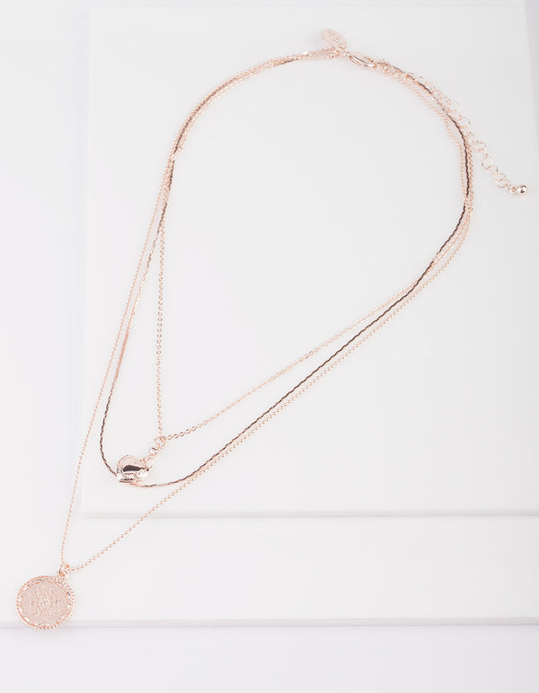 Rose Gold Heart Layered Necklace