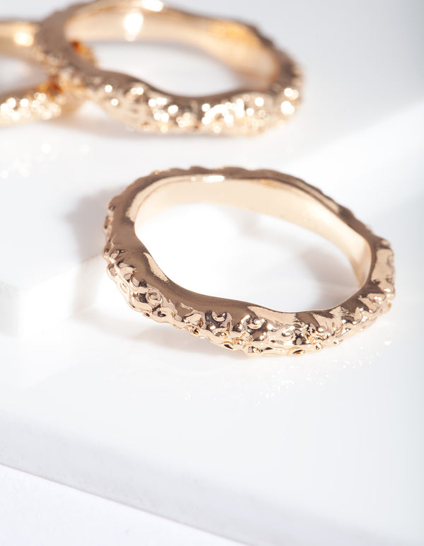 Gold Molten Layered Ring Stack