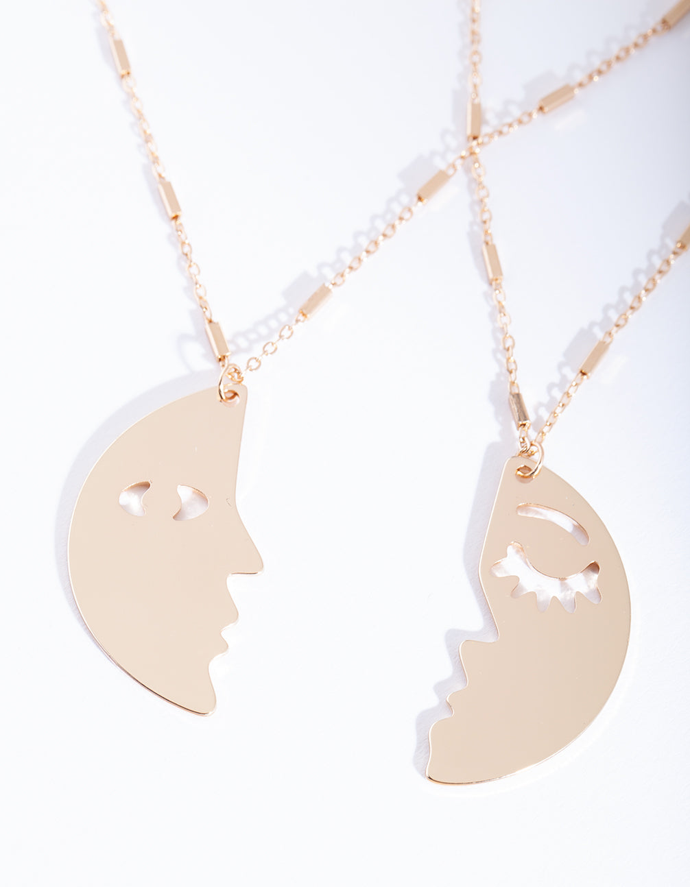 Gold Surreal Moon Necklace 2 Pack