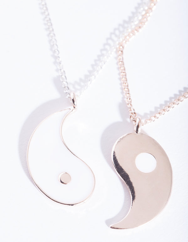 Mixed Metal Yin Yang Necklace 2 Pack