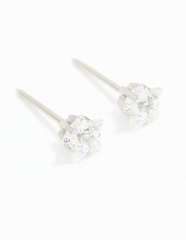 Surgical Steel Star Cubic Zirconia Piercing Stud 5mm
