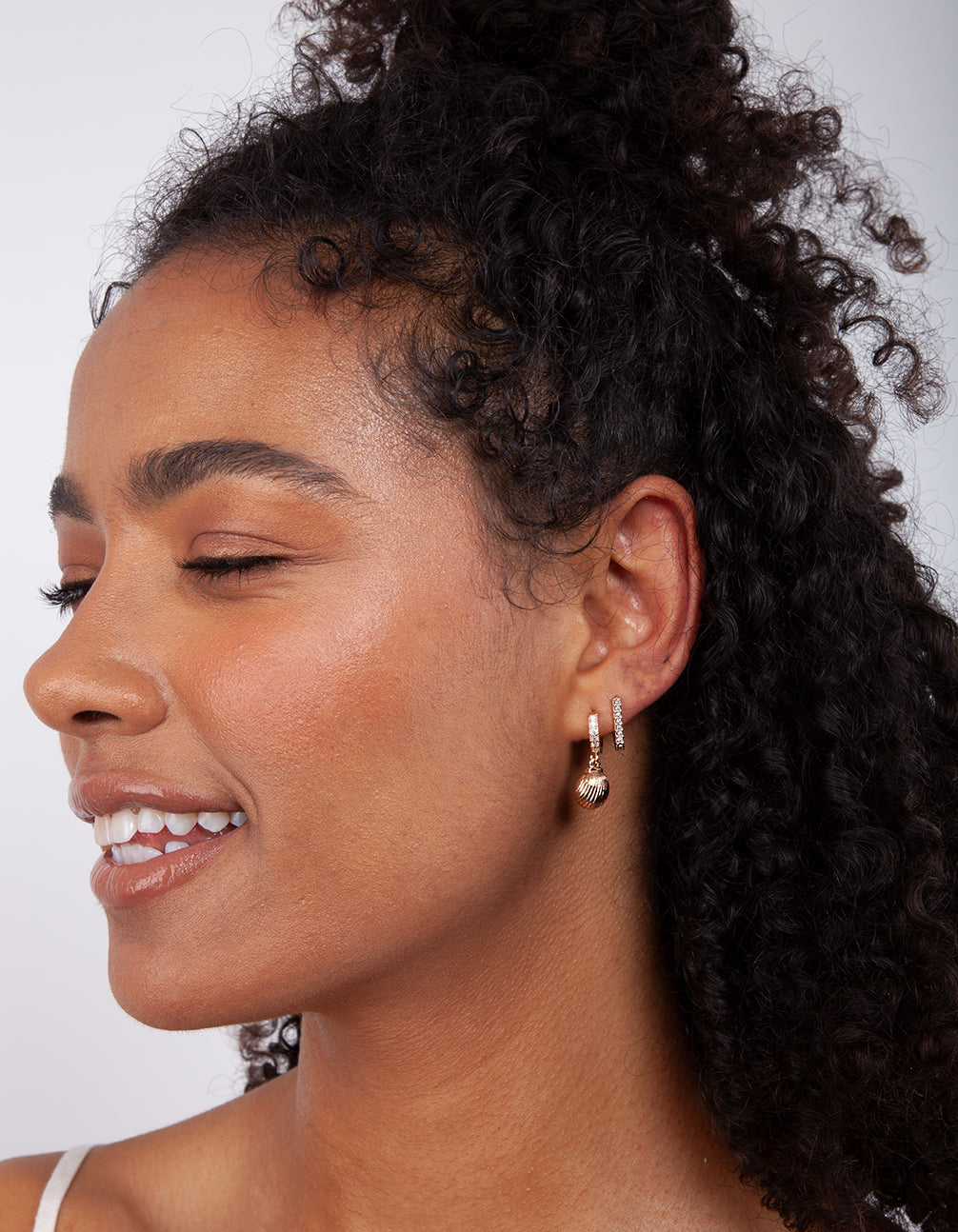 Gold Geometric Diamante Huggie Earrings