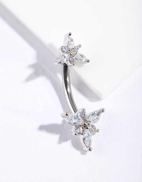 Surgical Steel Marquise Flower Belly Bar