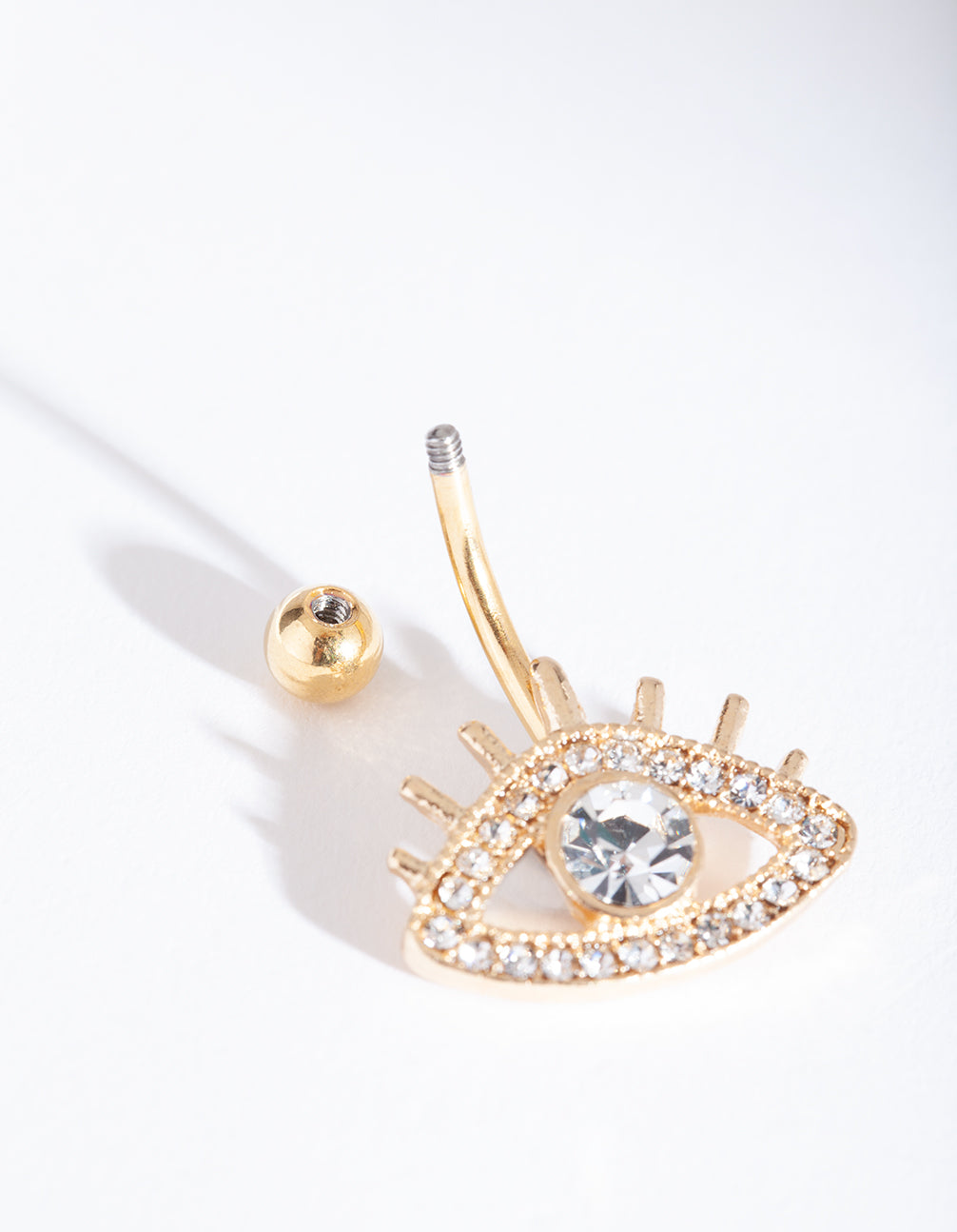 Gold Diamante Eye Belly Bar