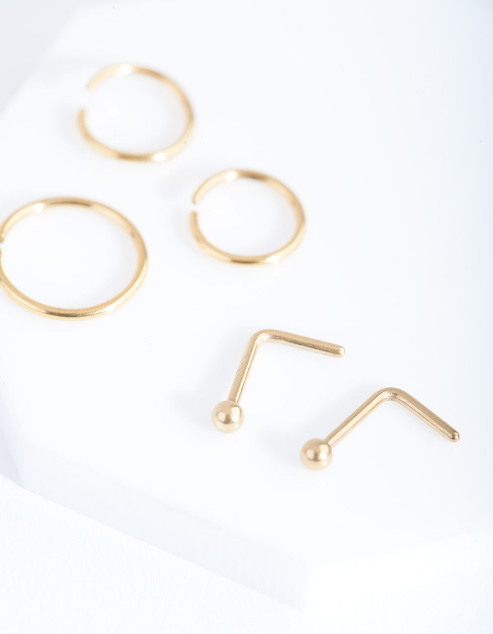 Gold Plain Nose Piercing 6-Pack