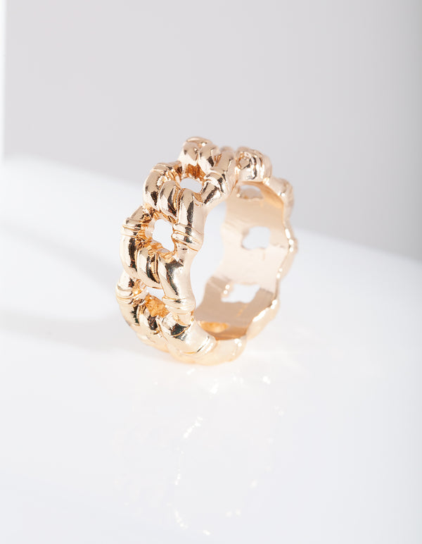 Thick Gold Chain Ring