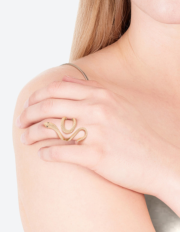 Gold Etched Snake Ring
