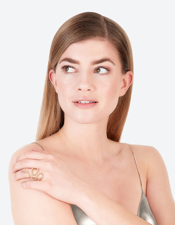 Gold Etched Snake Ring