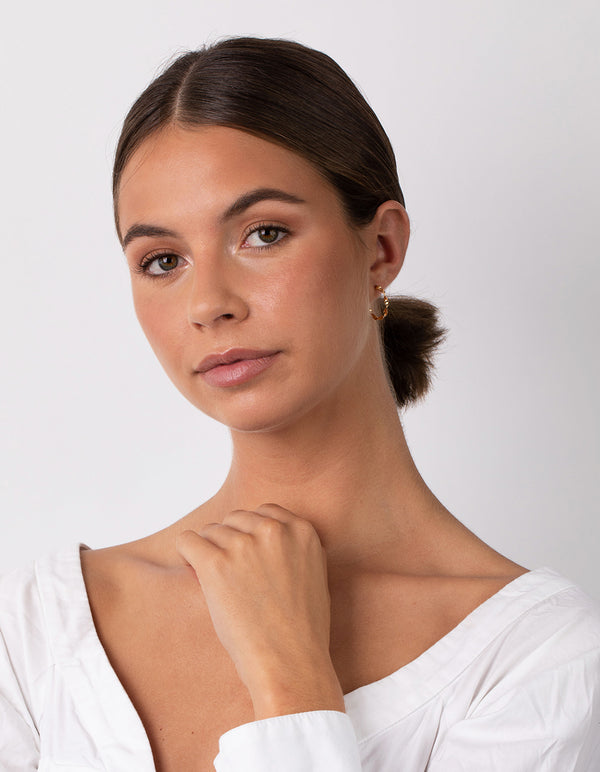 Gold Plated Sterling Silver 15mm Twist Hoop Earrings