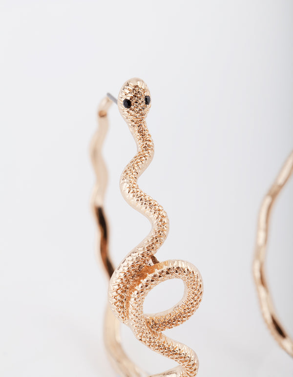 Gold Snake Hoop Earrings
