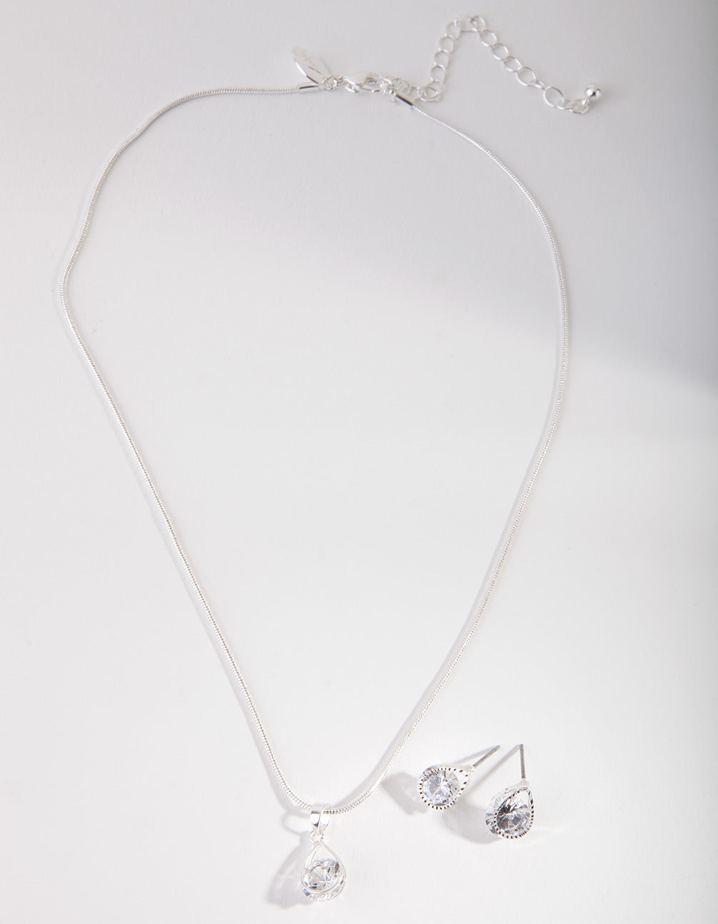 Silver Cubic Zirconia Teardrop Jewellery Set