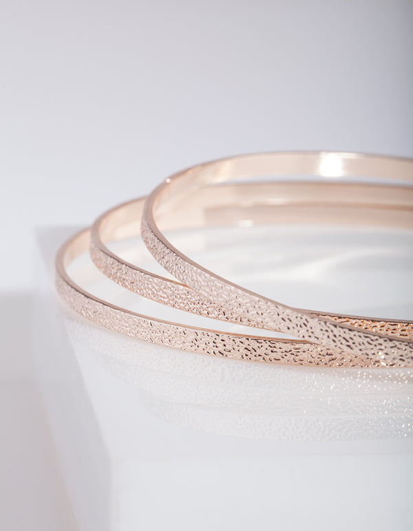 Rose Gold Brushed Bangle Set