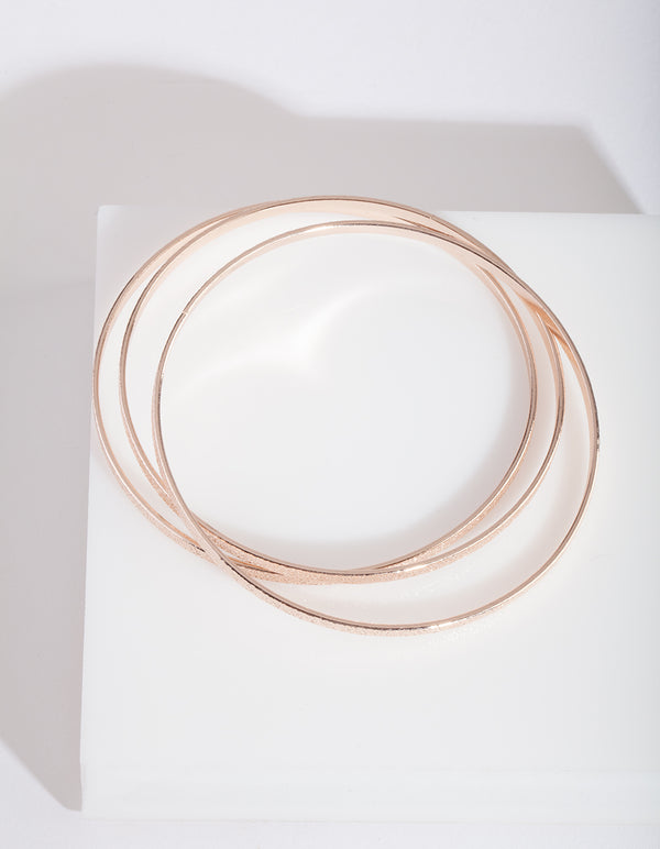 Rose Gold Brushed Bangle Set