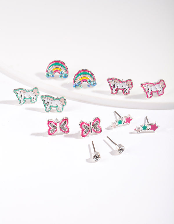 Kids Multi Unicorn Stud Earring 6-Pack