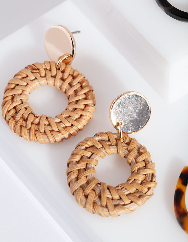 Neutral Raffia Earring Pack